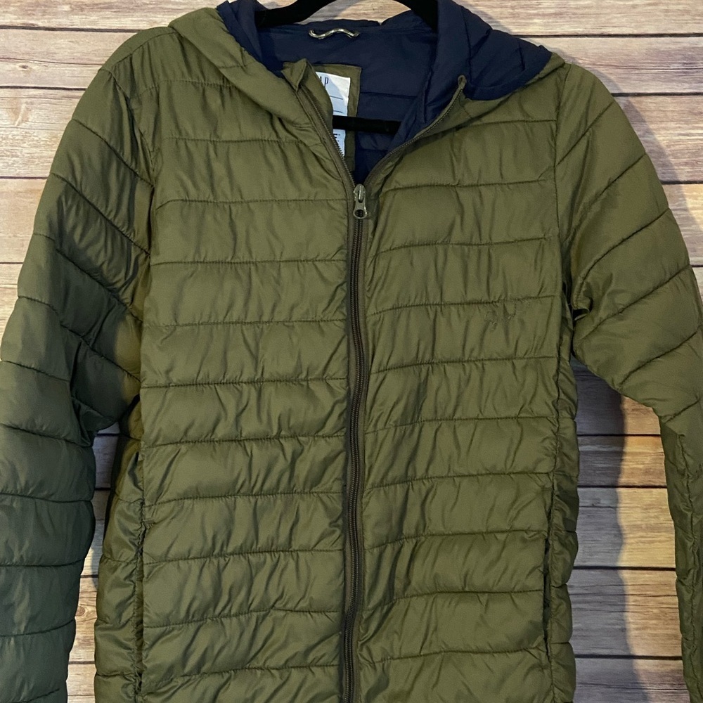 GAP Kids Recycled Lightweight Pure Puffer Jacket (Size XXL) Olive Green